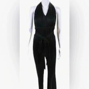 NWT Halton Heritage halter neck day 2 nite black straight leg stretch pantsuit 8